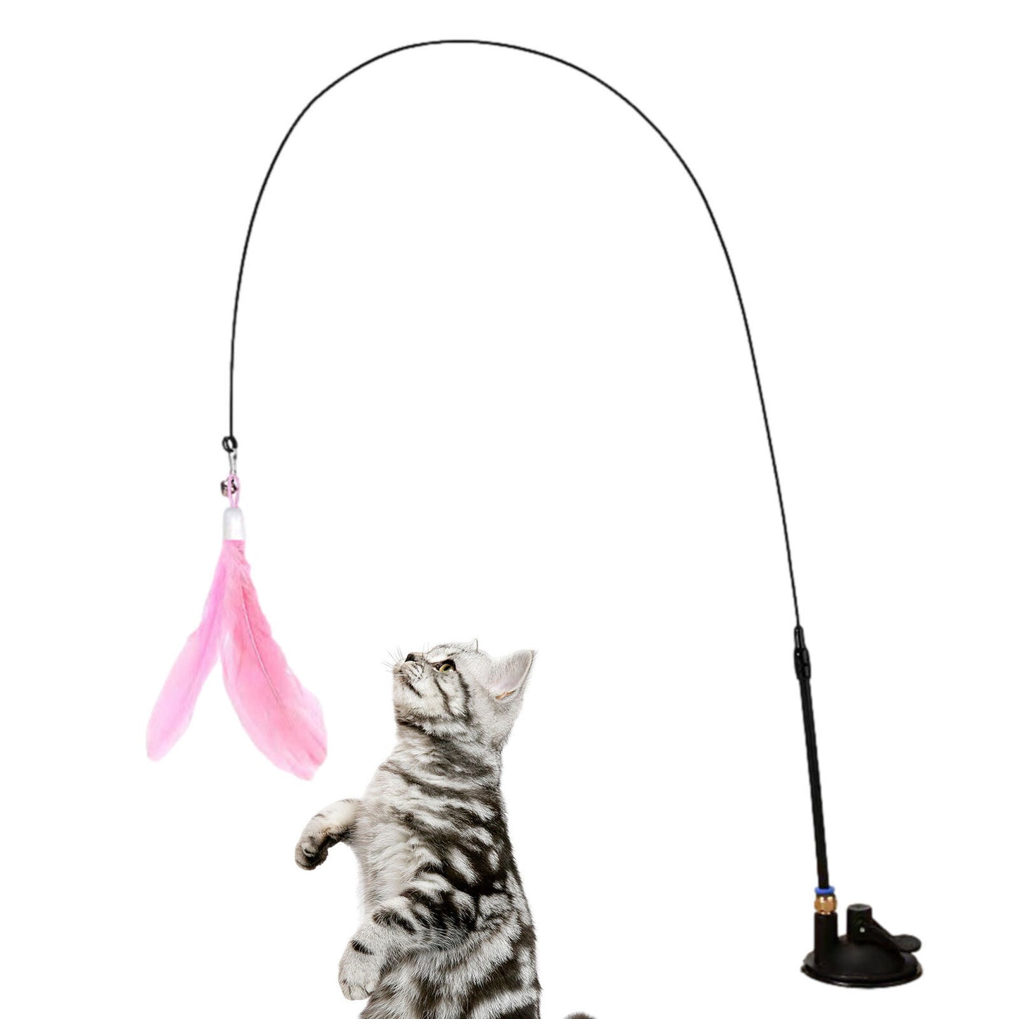 Interactive Feather Cat Toy with Suction Cup & Bell – Engaging Pet Play for Active Cats