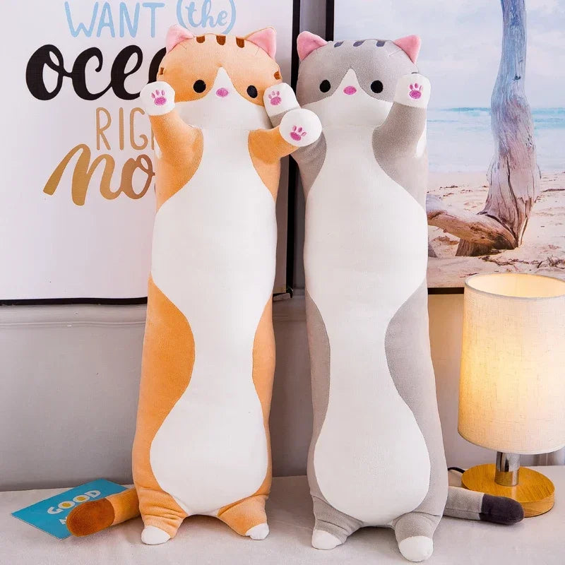 50-130cm Ultra-Soft Cat Plush Pillow – Adorable Stuffed Animal Cushion for Kids & Adults