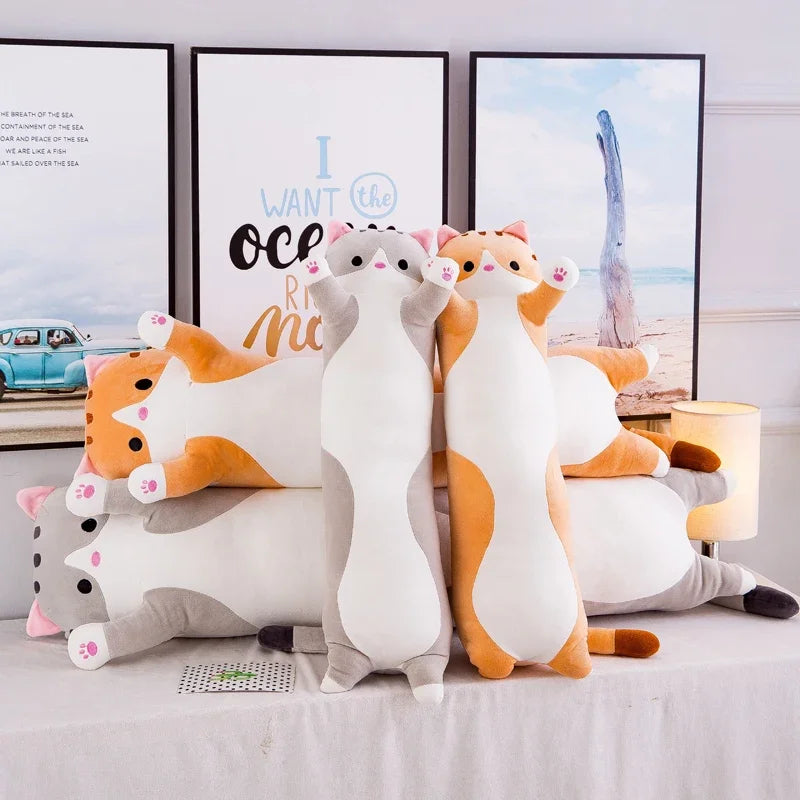 50-130cm Ultra-Soft Cat Plush Pillow – Adorable Stuffed Animal Cushion for Kids & Adults