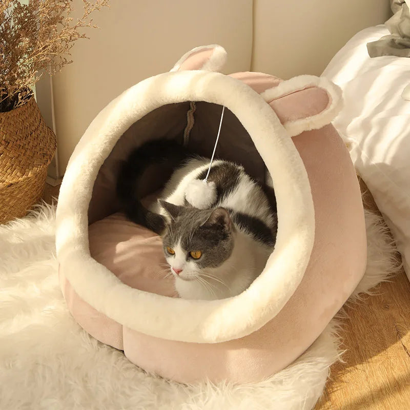 Cozy Pet Tent Cave Bed – Self-Warming, Foldable, and Washable for Cats & Small Dogs